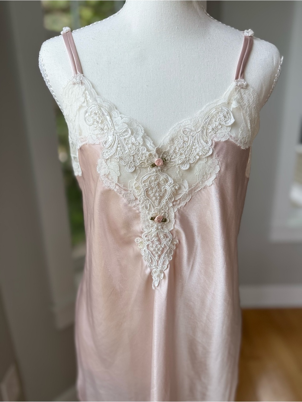 Vintage California Dynasty Blush Pink Satin Chemise Robe 2 Pc Set Sz Large - Picture 6 of 16